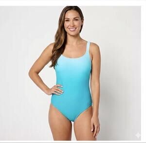 New Jantzen Jolie one piece swimsuit freshwater ombré sz 12